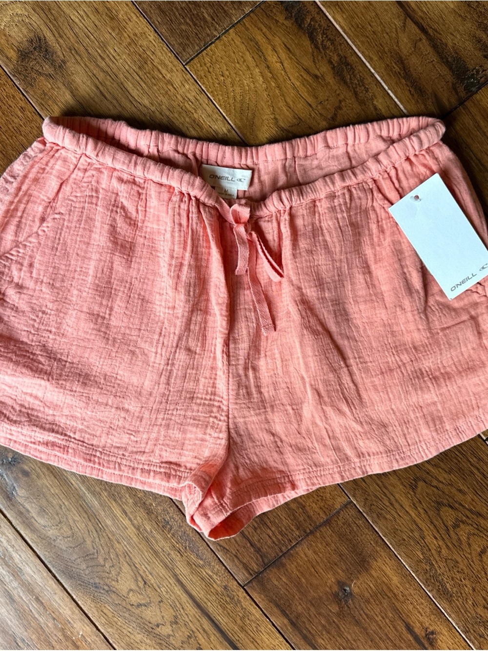 O'Neill Coral Peach Lightweight Drawstring gauze pull on Shorts
